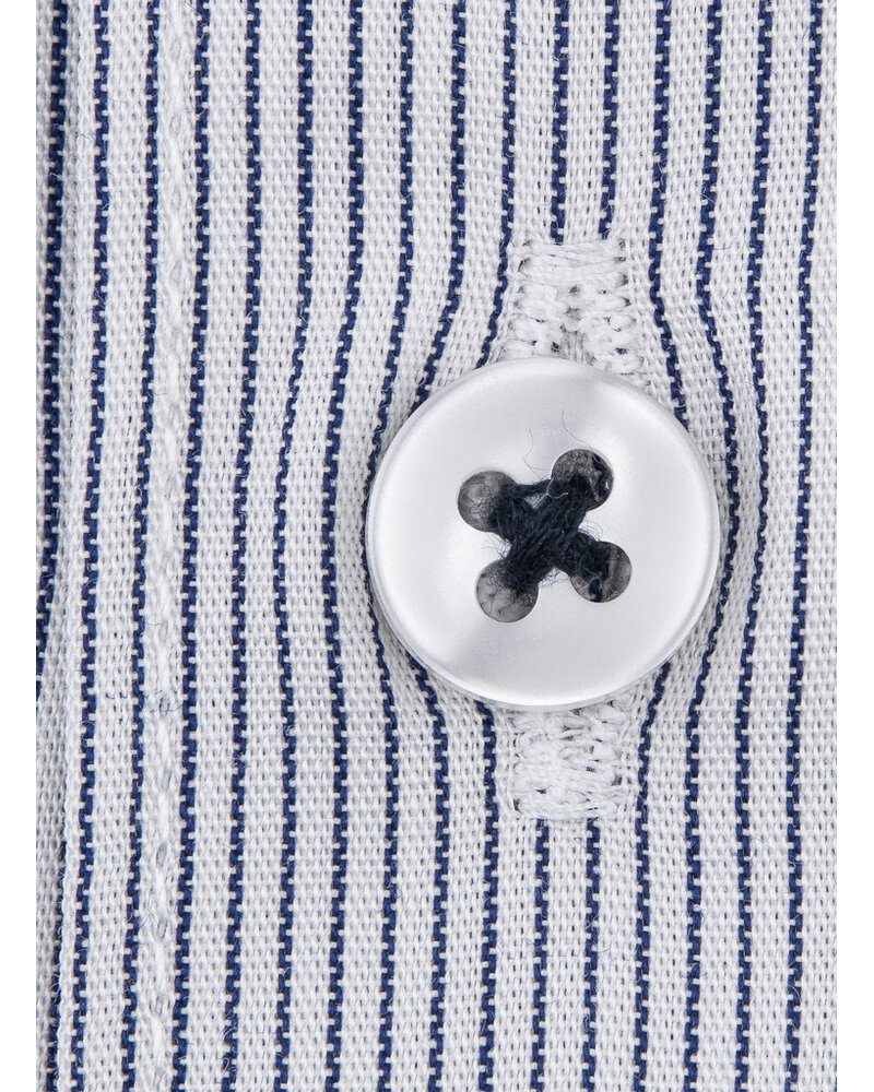 XOOS Chemise homme à fines rayures et doublure marine (Double Retors)