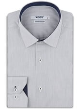 XOOS Men’s fine striped shirt with navy contrast lining (Double Twisted)