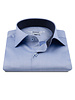XOOS Men’s sky blue gabardeen shirt with navy micro polka dot lining (Double Twisted)