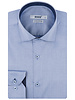 XOOS Men’s sky blue gabardeen shirt with navy micro polka dot lining (Double Twisted)