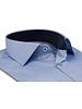 XOOS Men’s sky blue gabardeen shirt with navy micro polka dot lining (Double Twisted)