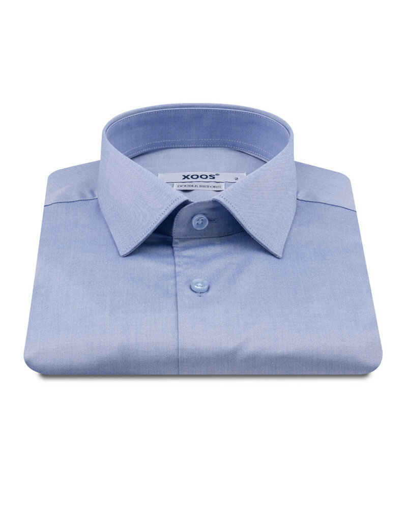 XOOS Chemise homme en gabardine bleu ciel et doublure unie (Double Retors)
