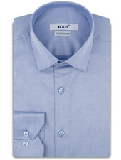 XOOS Chemise homme en gabardine bleu ciel et doublure unie (Double Retors)