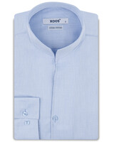 XOOS Chemise homme en coton tissé ciel et col droit ouvert (Double Retors)