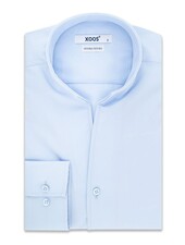 XOOS Chemise homme en Gabardine ciel et col droit ouvert (Double Retors)