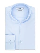 XOOS Men’s sky blue gabardeen shirt with open straight collar (Double Twisted)