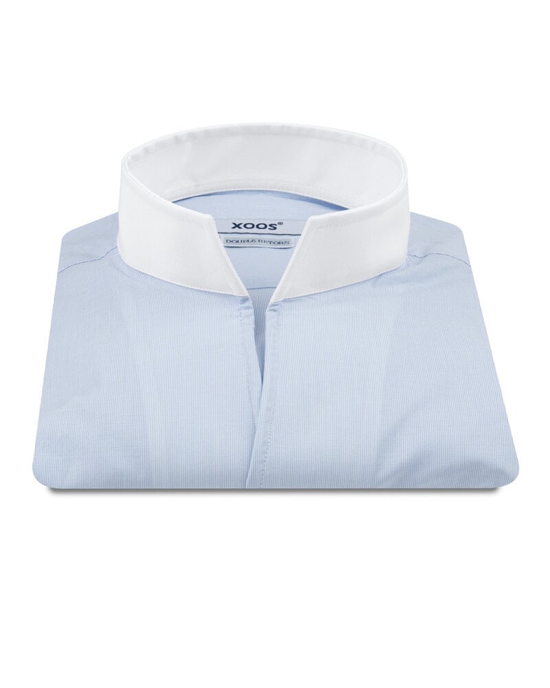 XOOS Men’s white financial shirt with open straight collar (Double Twisted)