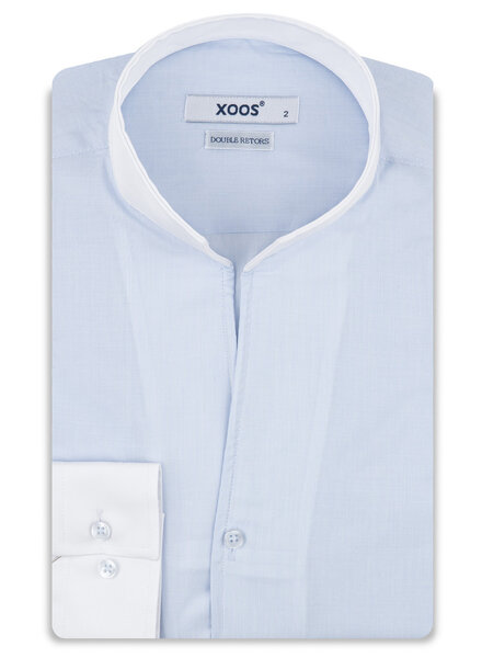XOOS Men’s white financial shirt with open straight collar (Double Twisted)