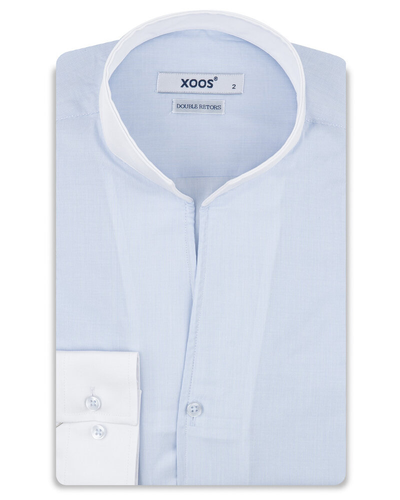 XOOS Chemise homme financière ciel à col droit ouvert (Double Retors)