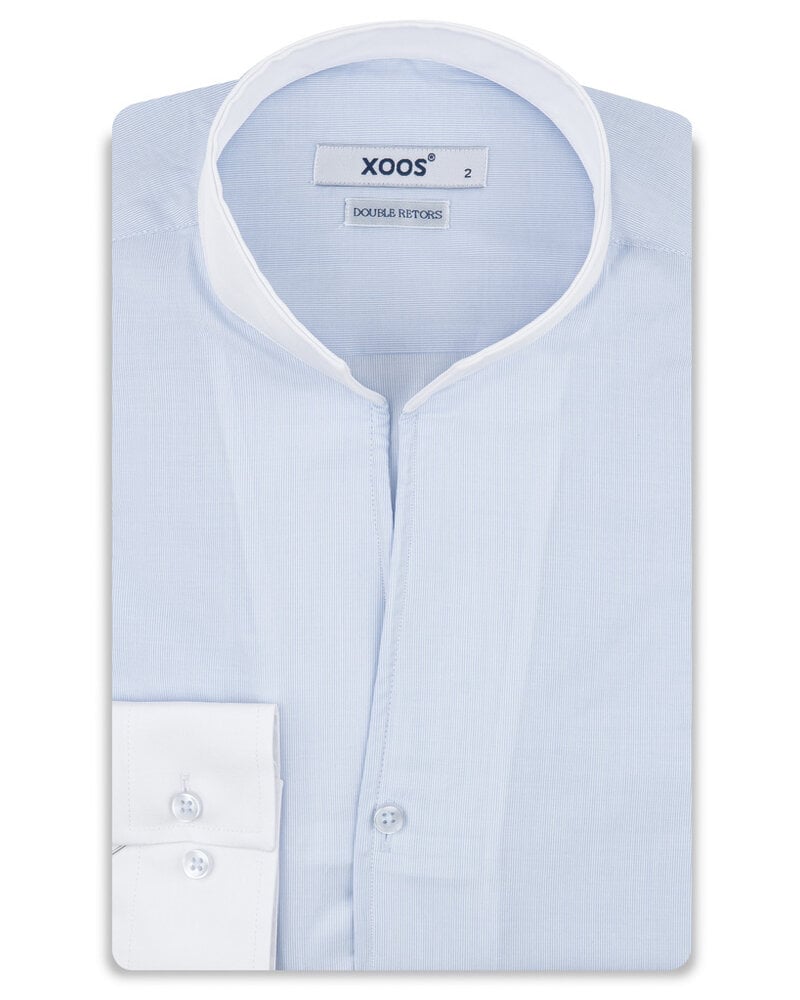 XOOS Men’s white financial shirt with open straight collar (Double Twisted)