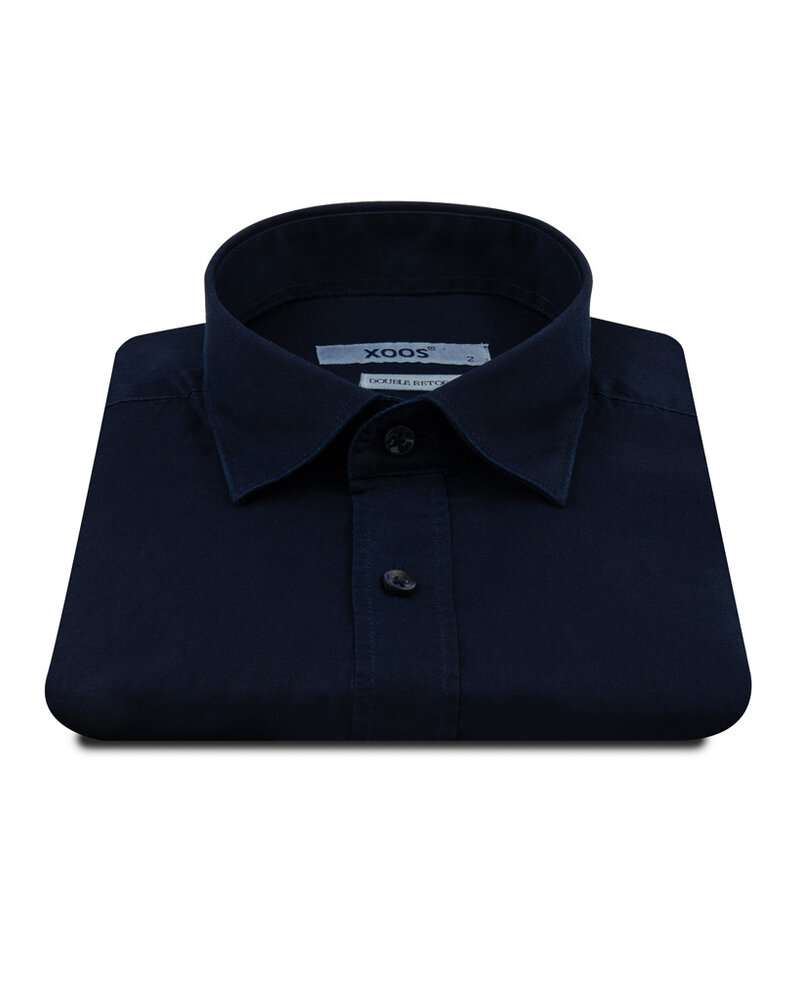 XOOS Chemise homme bleu marine en gabardine (Double Retors)