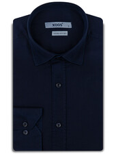 XOOS Chemise homme bleu marine en gabardine (Double Retors)