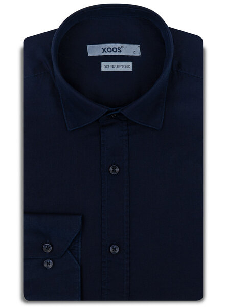 XOOS Men’s navy blue gabardeen shirt (Double Twisted)