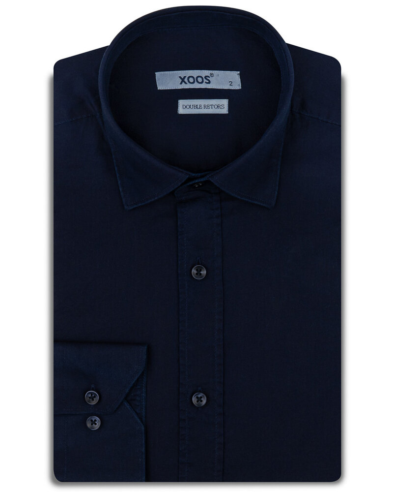 XOOS Chemise homme bleu marine en gabardine (Double Retors)