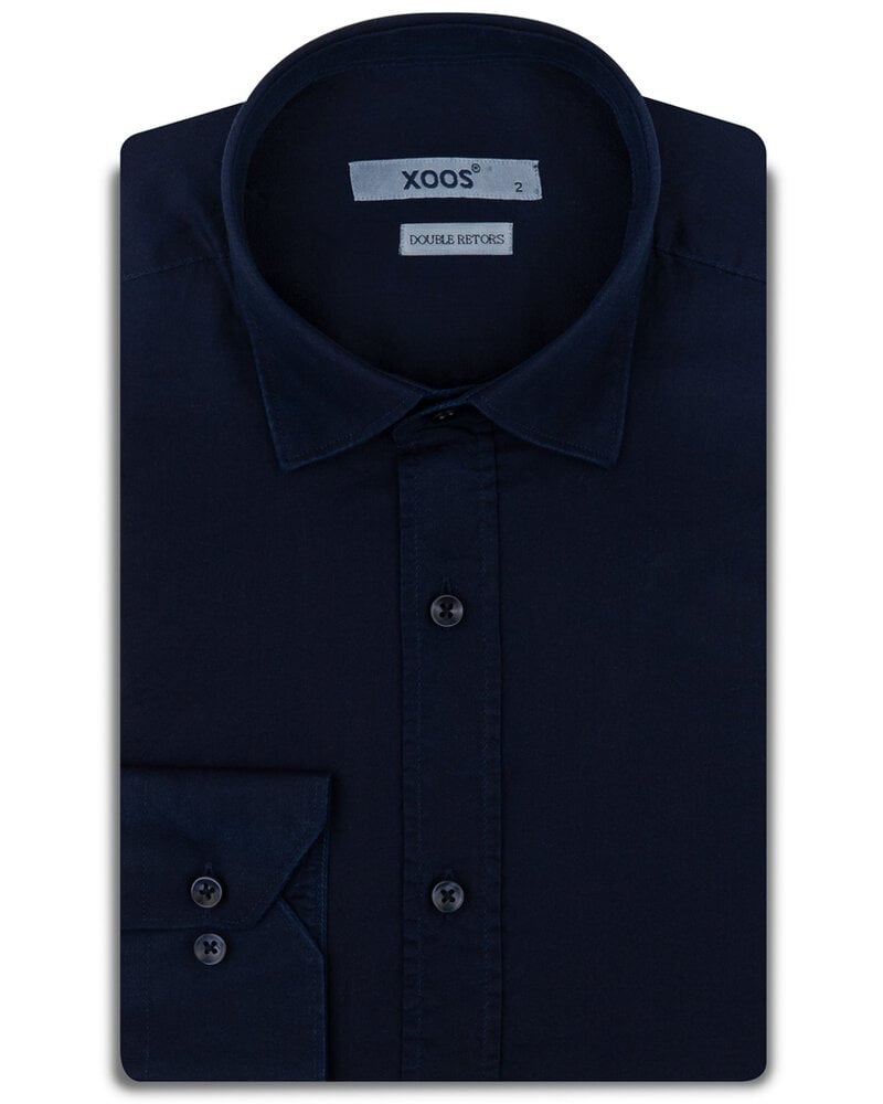 XOOS Men’s navy blue gabardeen shirt (Double Twisted)