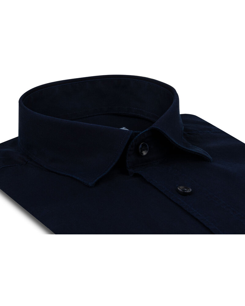 XOOS Chemise homme bleu marine en gabardine (Double Retors)