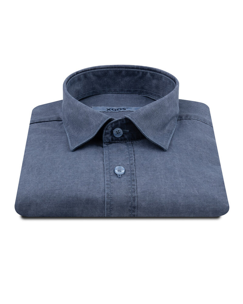 XOOS Chemise homme washed bleu indigo