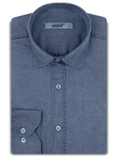 XOOS Chemise homme washed bleu indigo