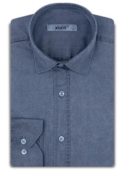 XOOS Chemise homme washed bleu indigo
