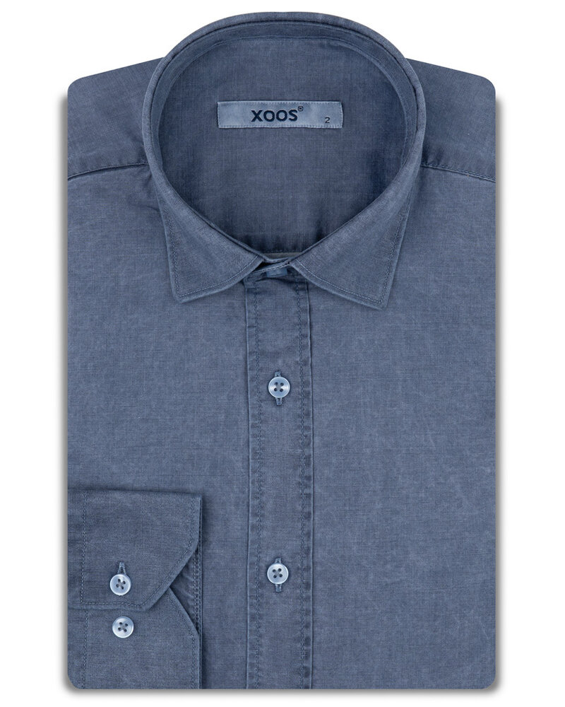 XOOS Chemise homme washed bleu indigo