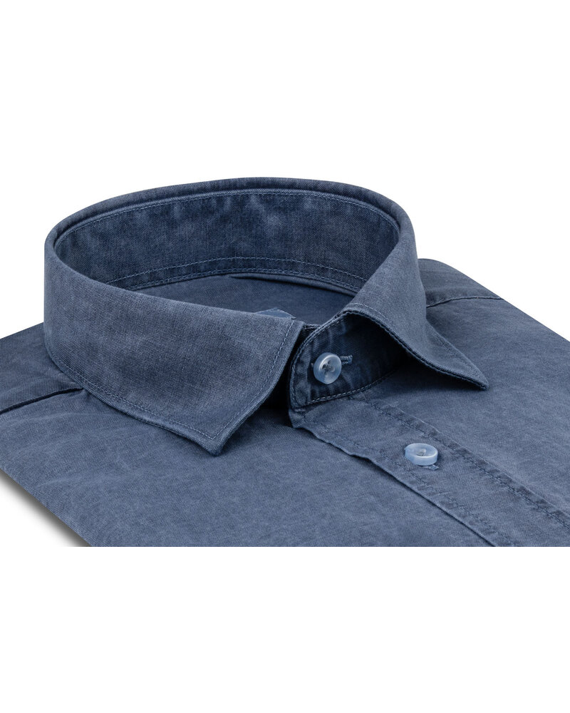 XOOS Chemise homme washed bleu indigo