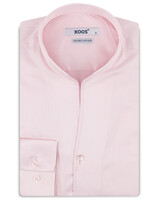 XOOS Chemise homme en Gabardine rose et col droit ouvert (Double Retors)