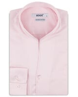 XOOS Men’s pink gabardeen shirt with open straight collar (Double Twisted)