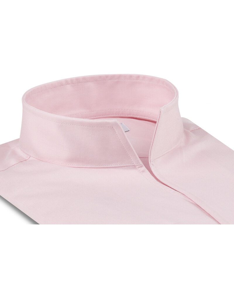 XOOS Chemise homme en Gabardine rose et col droit ouvert (Double Retors)