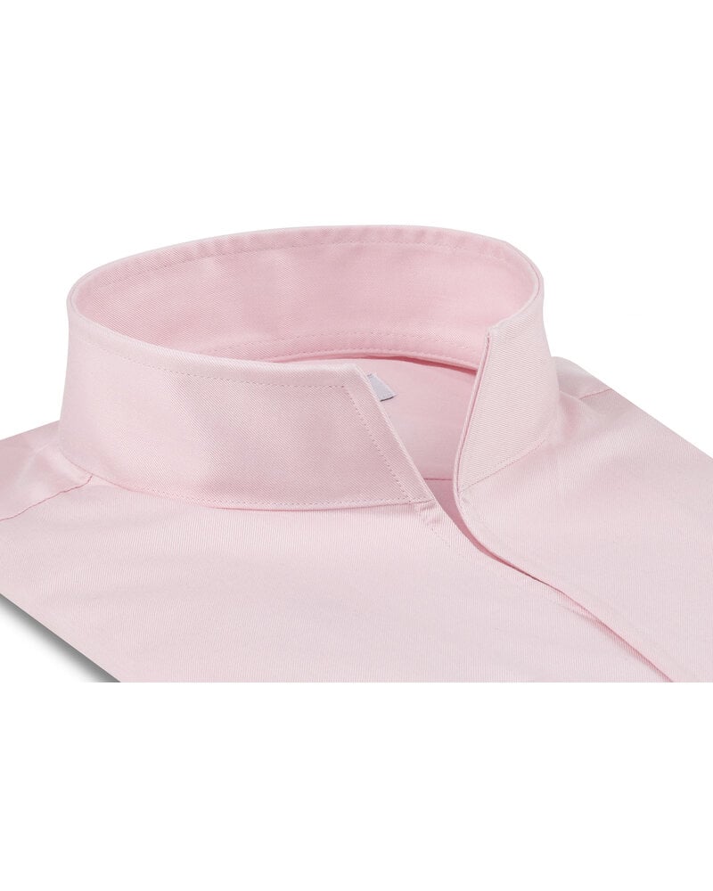 XOOS Men’s pink gabardeen shirt with open straight collar (Double Twisted)
