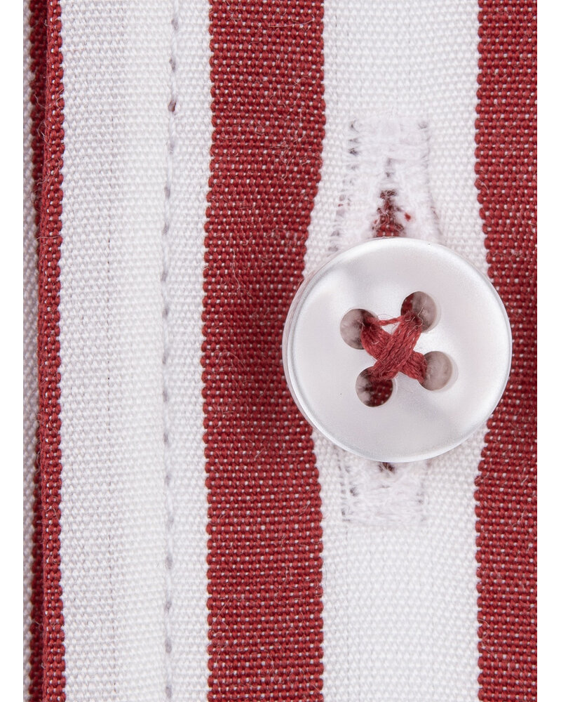 XOOS Chemise homme à rayures rouges et col droit ouvert (Double Retors)