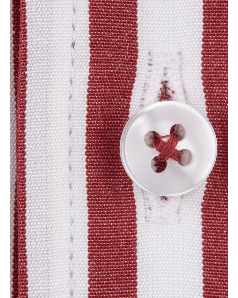 XOOS Men’s red striped shirt with open straight collar (Double Twisted)