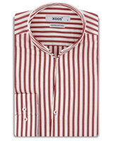 XOOS Chemise homme à rayures rouges et col droit ouvert (Double Retors)