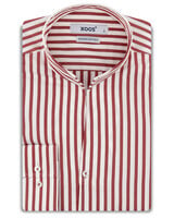 XOOS Men’s red striped shirt with open straight collar (Double Twisted)