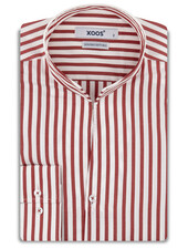 XOOS Chemise homme à rayures rouges et col droit ouvert (Double Retors)