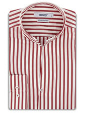 XOOS Men’s red striped shirt with open straight collar (Double Twisted)