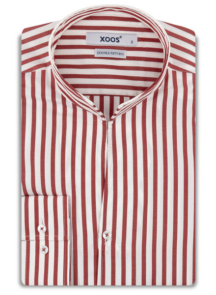 XOOS Men’s red striped shirt with open straight collar (Double Twisted)