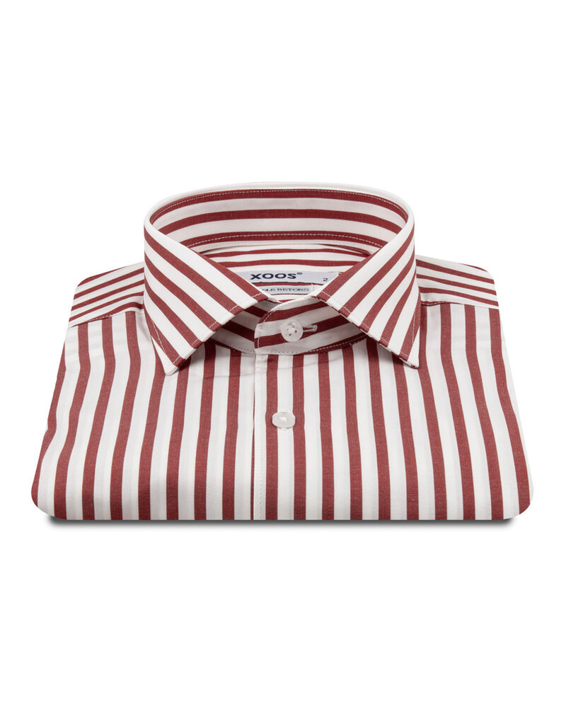 XOOS Chemise homme à rayures rouges (Double Retors)