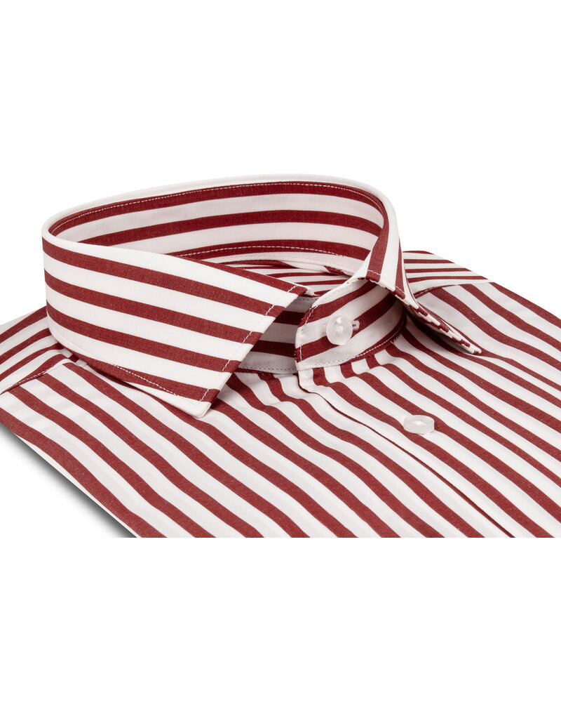 XOOS Chemise homme à rayures rouges (Double Retors)