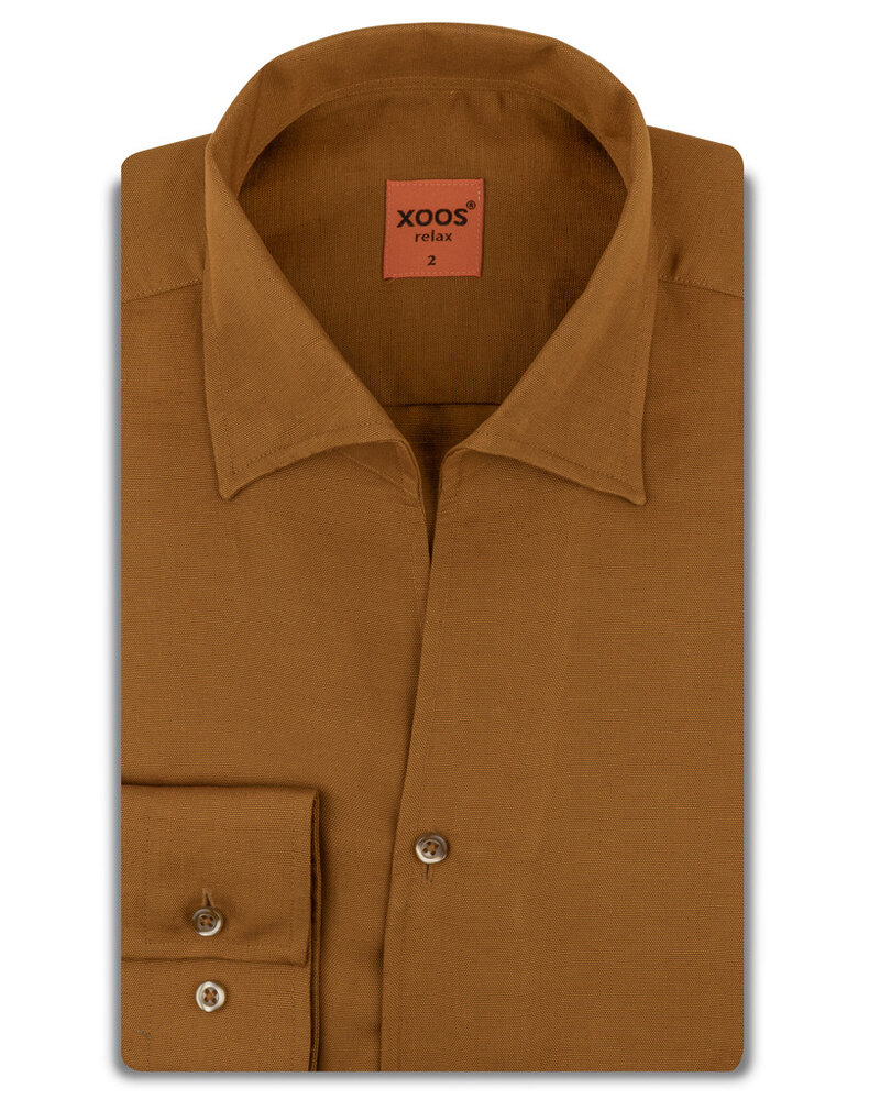 XOOS Chemise homme rouille à col souple