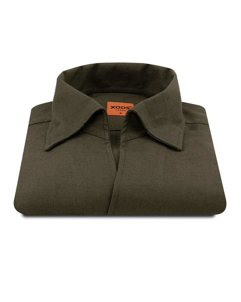 XOOS Chemise homme vert kaki à col souple