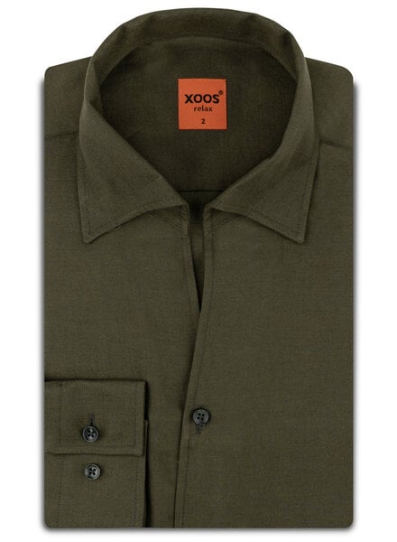 XOOS Chemise homme vert kaki à col souple