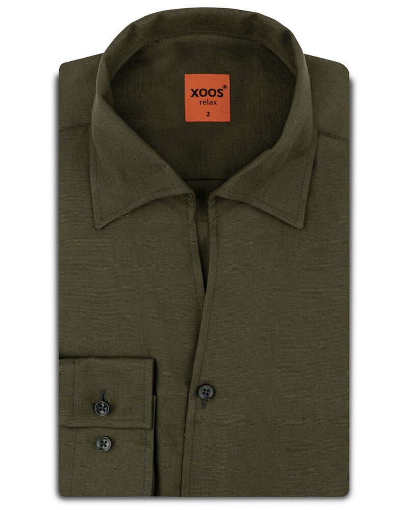 XOOS Chemise homme vert kaki à col souple