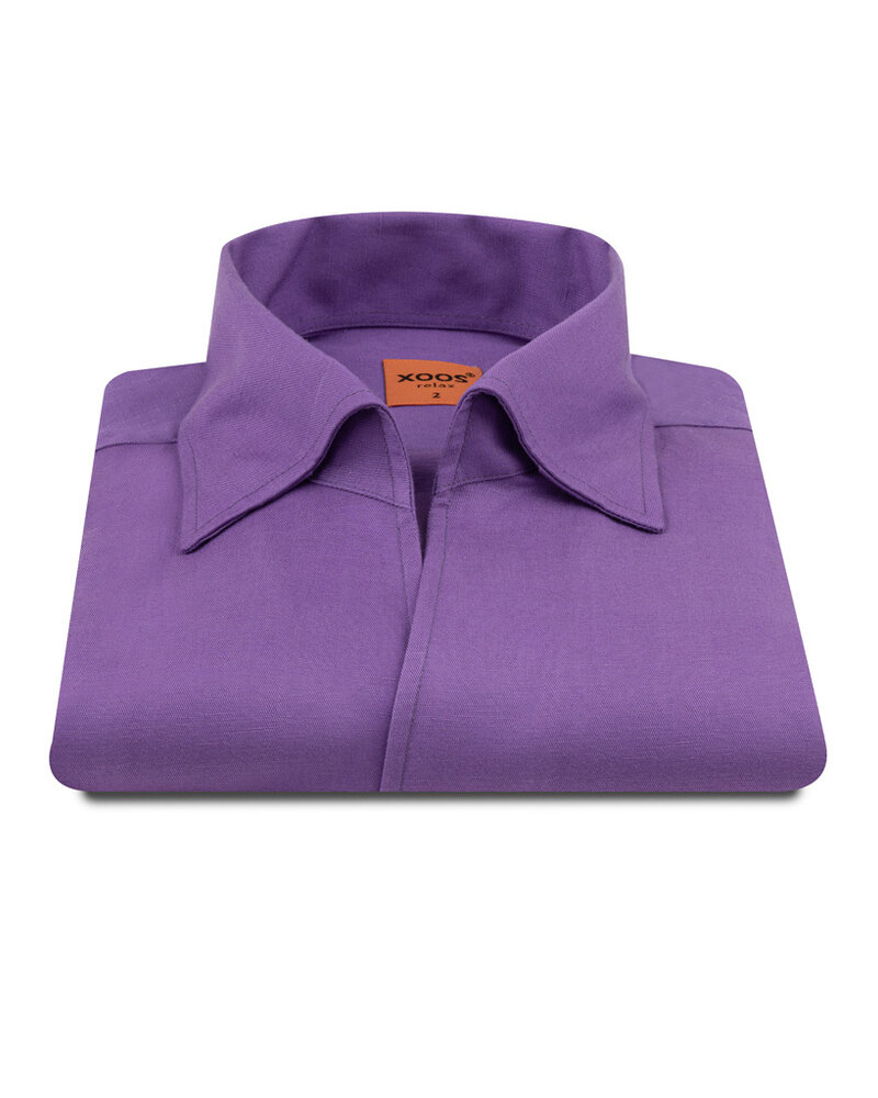 XOOS Chemise homme mauve à col souple