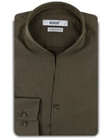 XOOS Chemise homme vert kaki et col droit ouvert