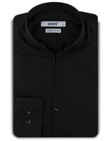XOOS Chemise homme en popeline noire et col droit ouvert (Double Retors)
