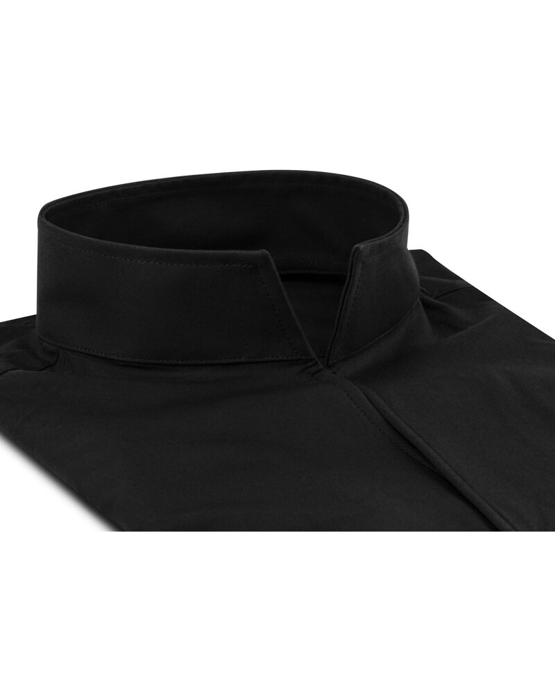 XOOS Chemise homme en popeline noire et col droit ouvert (Double Retors)