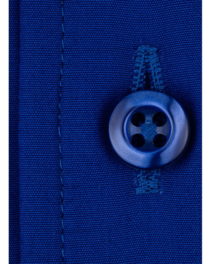 XOOS Chemise homme en popeline bleu électrique et col droit ouvert (Double Retors)