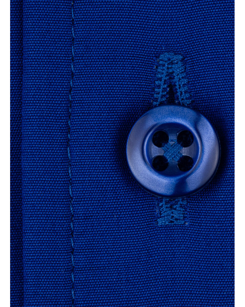 XOOS Men’s electric blue poplin shirt with an open straight collar (Double Twisted)