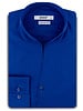 XOOS Chemise homme en popeline bleu électrique et col droit ouvert (Double Retors)