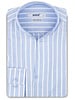 XOOS Chemise homme ciel à rayures et col droit ouvert (Double Retors)